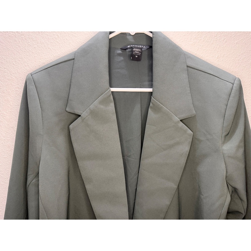 Athleta Womens Sage Green Drawstring Tie Waist Blazer Jacket Size 14 - Picture 3 of 9